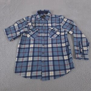 Freedom Foundry Shirt Men Medium Blue Lightweight Plush Plaid Fleece Long Sleeve